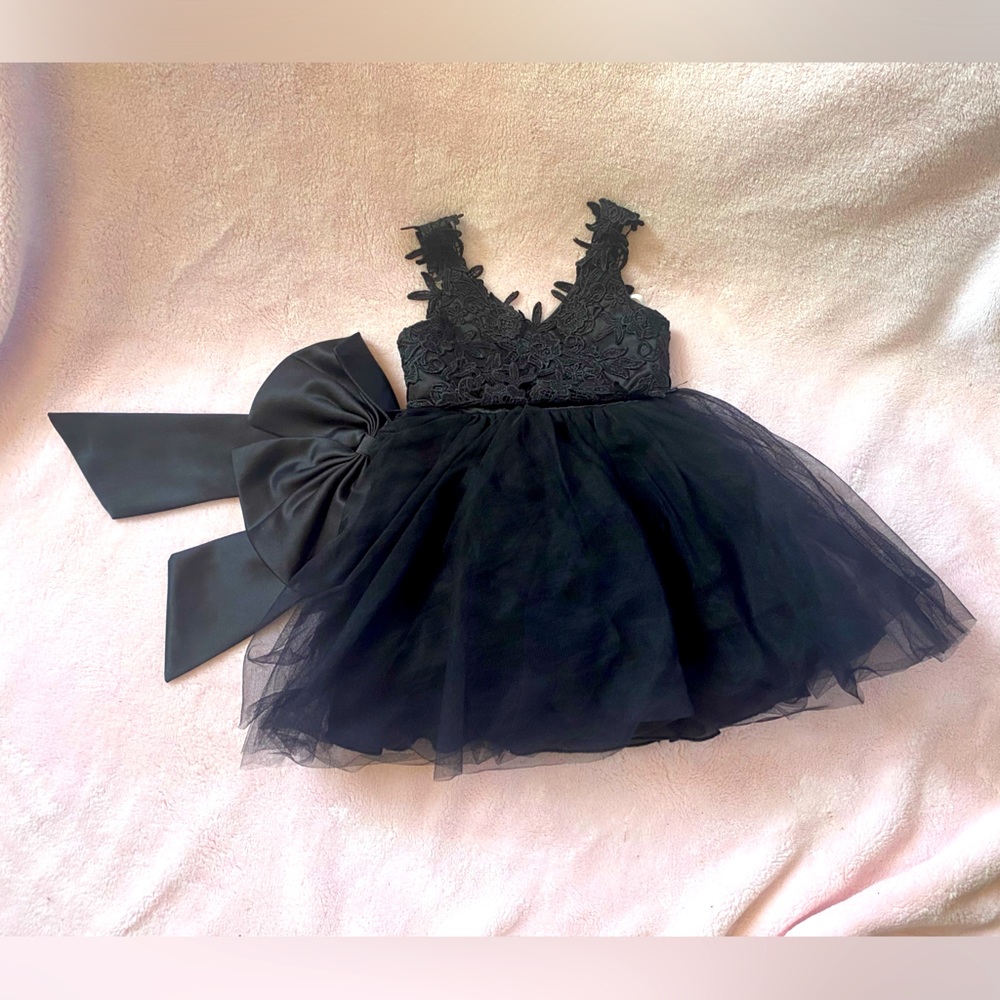 Black embroidered dress